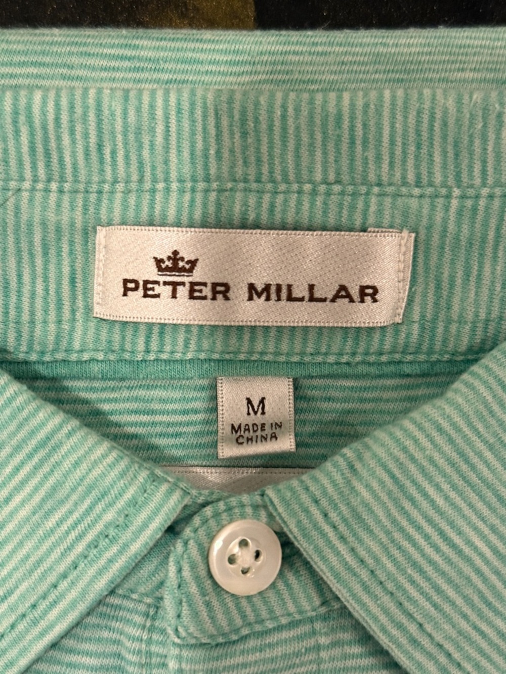 Peter Millar Mint-Green Striped Collared Shirt - Picture 3 of 3